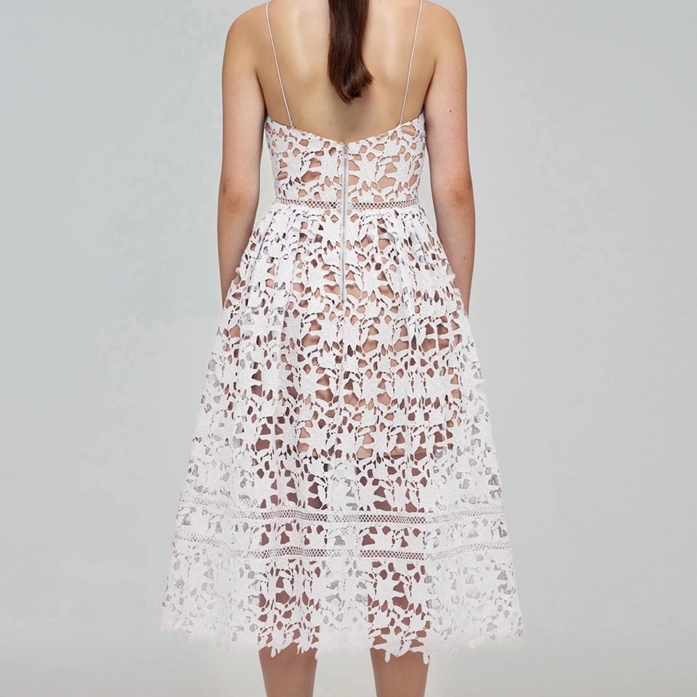 Self-Portrait Wedding White Midi Dress Lace Bridal Size 4
